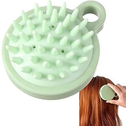 Scalp Scrubber, 30g Shampoo Brush, Wet & Dry Head Massage Brush, 2.562.561.18 Inches Silicone Bristle Hair Scrubbing Brush, Head Scrubber Showering Supplies for Wife Women Father Men Husband Teens