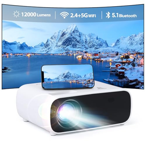 Mini vidéoprojecteur avec WiFi Double Bande et Bluetooth 5.2, Full HD 1080P, 18000 lumens avec Support 2K, Compatible avec PS5 et Switch, Mini projecteur d'extérieur Portable scr een(Rouge)