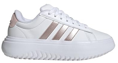 adidas Baskets à plateforme Grand Court pour femme, Blanc/rose sable métallisé/rose sable, 9