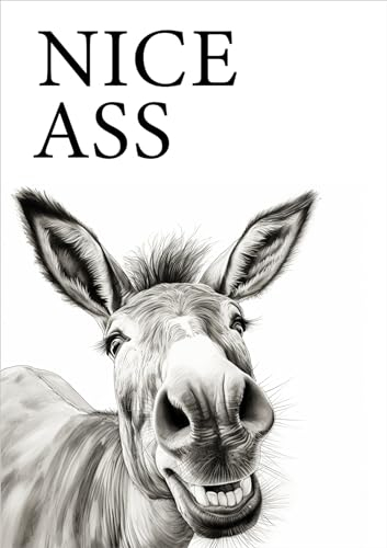 Esel Nice A**, Poster A4 ohne Rahmen, Toilette Badezimmer Deko, Wand-Deko Bilder Lustiges Geschenk