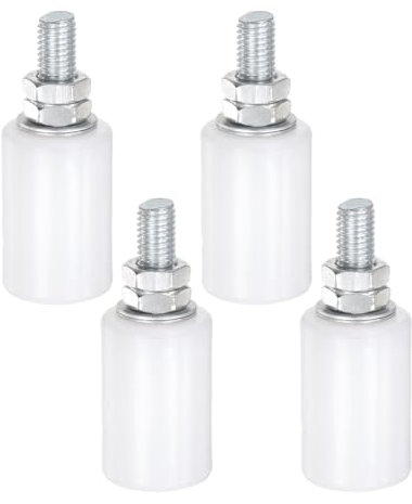 sourcing map 4 Sets Slide Gate Guide Roller 2.4 Length Adjustable Nylon Rollers Door for Sliding Rolling Gate on Angle Steel Rails and Round Rails, White