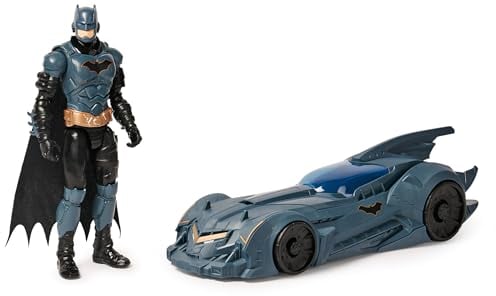 DC Comics Shadow Guardian Batmobile + Batman Actionfigur - Fahrzeug mit Verdeck zum Öffnen, bewegliche 30cm Batman-Actionfigur im Original Comic-Design, für Kinder und Superheldenfans ab 3 Jahren