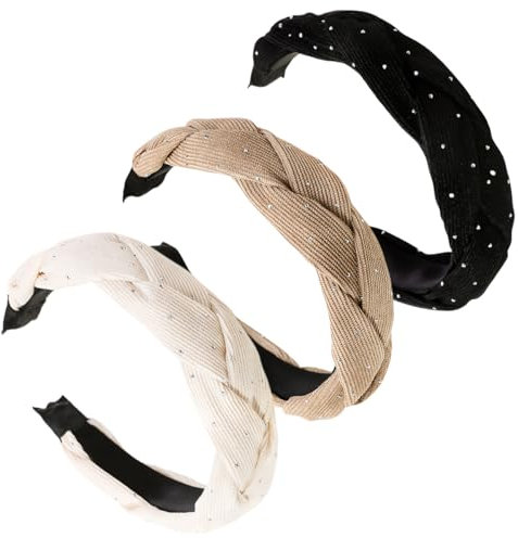 scicent Haarreifen Mädchen 3 Stück Haarreif Geflochten Stirnband Breit Haarband Vintage Haarbänder Weben Mode Haarschmuck Kopfband für Damen und Mädchen - 6012
