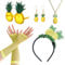 XNIVUIS 7 Stück Ananas Kostüm Set,Hawaii Kostüm Set,Ananas Krone,Ananas Brille,Ananas Ohrringe,Ananas Halskette,Netzhandschuhe,Hawaii Kopfbedeckung,Ananas Party Ananas Kostüm Damen (7 Stück)