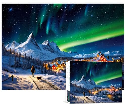 Eohity 1000 Piece Jigsaw Puzzles for Adults - Puzzles for Adults Challenging Puzzle Game - Finished Size 27.56 x 19.69 Inches - Snowscape Aurora
