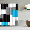 BOYOUTH Rideau de douche en polyester imperméable avec 8 crochets, noir, gris, bleu ciel, blanc à motif géométrique imprimé numérique, 137 x 198 cm, multicolore