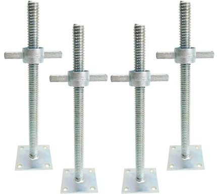 ANAQA 18 Scaffold Adjustable Leveling Jack Solid Screw Jacks with Big Wing Nut & Base Plate for Baker-Style Scaffolding, 4 Pack
