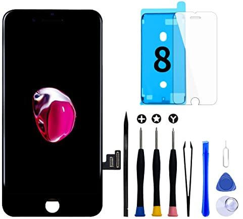 GOLDWANGWANG Display für iPhone 8/SE 2020 Touch Screen LCD Digitizer Ersatz Bildschirm mit komplett kostenlosem Tool und Reparaturanleitung (iPhone 8 Schwarz, 4.7)