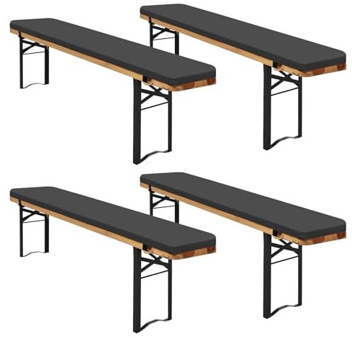 4er-Pack bierzeltgarnitur auflage, Bierbankauflage gepolstert für Bierzeltgarnitur 220x25x3cm bierbank auflagen, XL Waschbare auflagen bierzeltgarnitur für Partyzeltgarnitur(Grau, wasserdicht)