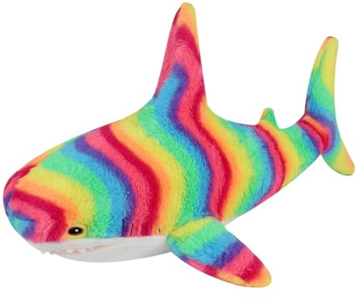 Herfair Plüschtier Wal Hai Großes Kuscheltier Weich Plüsch Spielzeug Umarmungskissen Tier Kissen Dekokissen Bequemes Schlafkissen für Kinder Erwachsene GeburtstagGeschenke (Regenbogen C,95cm)
