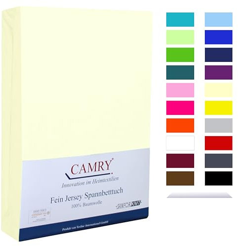 Camry Spannbettlaken 140x200cm - 160x200cm Creme Baumwolle Bettlaken Jersey Spannbetttuch Oeko-Tex 100