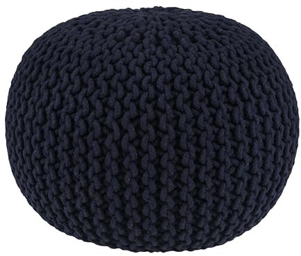 RIANGI Runder Ottoman Pouf Fußstütze, großer Pouf Ottomane für Wohnzimmer, Boho Knit Cotton Poofy Ottomane, Pouf Ottoman Fußstütze ideal für Schlafzimmer Sitzen, Bauernhaus Couch Poufs