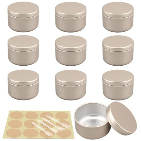 PQPAUTY 10 Stück Leere 50 ml Rund Matt Gold Aluminium Schraubdose Cremedose Alu-Tiegel Dosen 50g Aludose Blechdosen für Kosmetik Kerze Salben