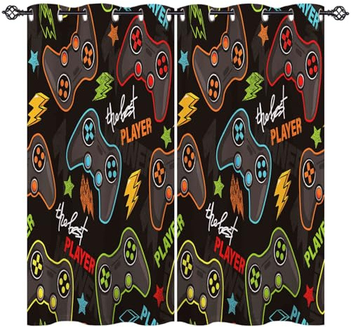 ANHOPE Gaming Thema Gamepad Controller Blickdichte Gardinen mit Ösen Kinder Jungen Mädchen Thermo Vorhänge Wohnzimmer Schlafzimmer Verdunklungsvorhänge 2er Set H 160 x B 132 cm