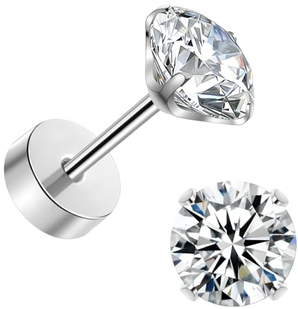 J.aey Titan Ohrringe für Damen Mädchen Medizinische Klein Ohrstecker Gesundheitsstecker Damen Ohrringe 3/4/5mm 5A+Zirkonia/Opal Glitzer Silber Ohringe Helix Knorpel Piercings Jewellery 20G