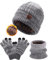 WELROG Kinder Wintermütze Schal Handschuhe für Jungen Mädchen Winter Mütze Schals Set für Kinder 4-15 Jahre Kindermütze Outdoor-Mützes