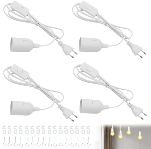 E27 Fassung mit Kabel: WIYETY 4 Stück 5M Lampenfassung mit Kabel, E27 Lampenfassung mit Schalter, Lampenfassung mit Kabel,Lampenfassung mit Schalter für Lampenaufhängung, Pendelleuchten, Deckenlampen