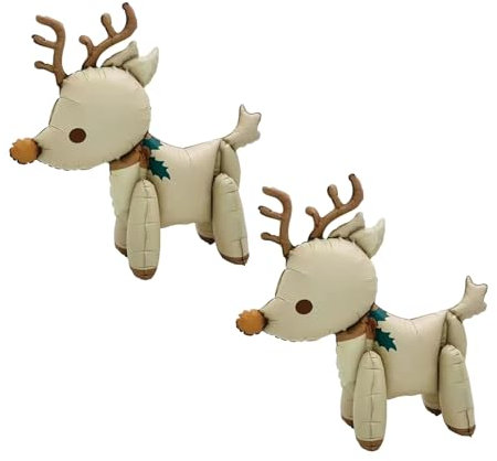 Nine San 3D Reh Folienballon Weihnachten Matte Elch Luftballon XXL Rentier Weihnachts Ballon Weihnachtsdeko Weihnachtsreh Geschenk Geburtstag 2 Stücke