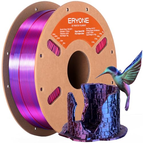 ERYONE High Speed Filament Silk Tricolor PLA 1.75mm +/- 0.03mm, Rapid PLA Filament, 3D Printing Filament, 30-500mm/s Hyper Speed Filament, 1kg (2.2LBS)/Spool, Red Blue Green