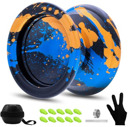 FETESNICE Yoyo Professional Yoyo en métal pour Enfants et Adultes, Yoyos insensibles (Noir, Vert, Orange)