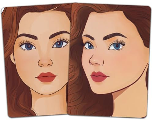 DELORIGIN 2 planche D'Entraînement à la Peinture du Visage Réutilisable Modèle D'Exercice de Peinture pour Débutant en Maquillage (Femme aux Cheveux Bouclés)