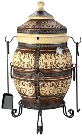 Tandoor Ofen aus Schamott – Keramik Grill für Fleisch, Brot, Pizza & Gemüse, Gartenkamin, Tandoors, Gartenküche in Set, BBQ-Station für Garten & Terrasse – Smoker, Tanur, Grand Tandyr, Tandir (Salam)