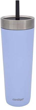 Contigo No-Spill Tumbler with Straw 720 ml | 100% Leak-Proof & Spill-Proof | Stainless Steel Vacuum Insulated Water Bottle with Lid | Cold for 14 Hours | Travel Mug | Thermal Flask | BPA Free