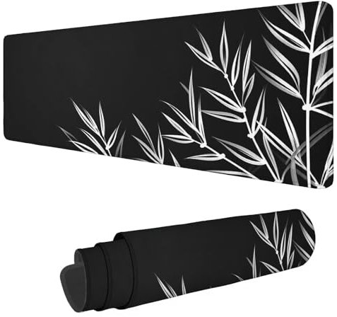 Large Mouse Mat 700x300x3mm,Gaming Mouse Pad Black,Leaf Desk Mat,Extended Mousepad with Non-Slip Rubber Base,Washable Desk Pad,Waterproof Durable Mousemat for Gaming,Office,Home F-82