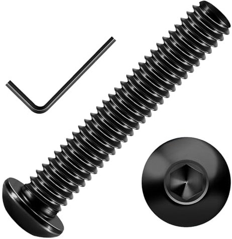 Wavanta M5 x 30 mm Button Head Socket Cap Bolts Screws, 304 Stainless Steel, Black Oxide Finish, Allen Socket Drive, Full Threads, with Hex Spanner, Pack of 20