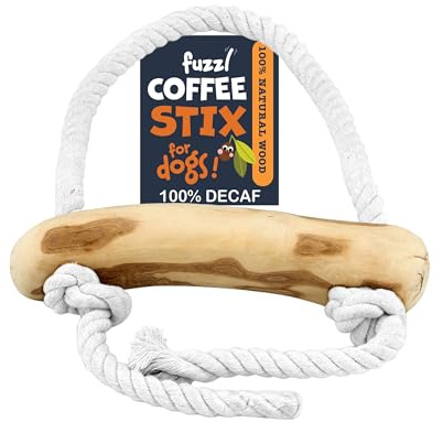 Fuzzl Coffee Stix & Rope Tug Dog Toy - Coffee Wood Chew Throw and Fetch Tough Dog and Puppy Toy