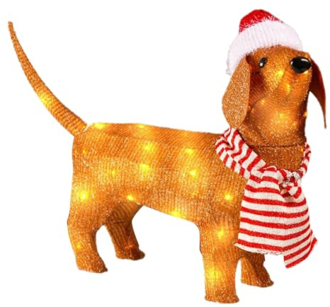Pesfehhy Weihnachtsbeleuchtung Dackel Weihnachtsglänzende Dekorationen Dackel Weihnachtsdekorationen