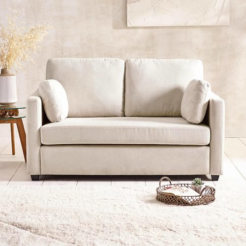 Julian Bowen Ottilie Natural Chenille 2 Seater Sofa | Contemporary Living Room Couch for Living Room, Soft Chenille, Supportive Padded Comfort