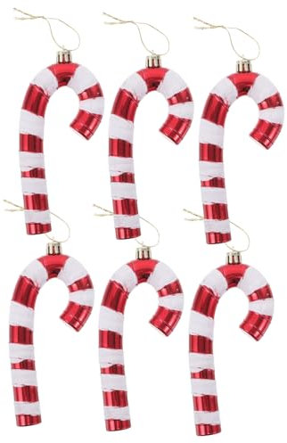 NUOBESTY 6pcs Large Handpainted Candy Cane Ornaments Classic Christmas Tree Decorations for Home and Office Festive Holiday