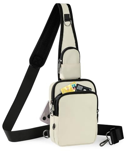 Tibroni Anti Diebstahl Umhängetasche Chest Crossbody Bag Brusttasche Herren Damen Schultertasche Wasserdicht Sling Bag Tasche Klein Handtasche mit Reißverschluss Lock und RFID-Blockierung