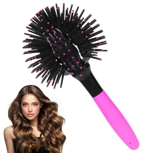3D Kugelbürste,360°Curly Hair Ball Brush, Rundbürste für Voluminöse Wellen | Rundbürste zum Föhnen, Bomb Ball Curl Brush, für Locken, Drehen & Stylen der Haare