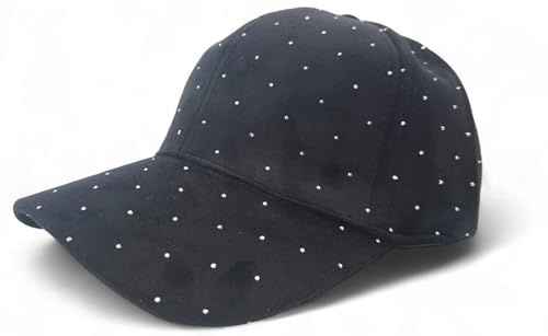 styleBREAKER Damen Samt Baseball Cap Strass Nieten | 6-Panel Schildkappe, 7,5 cm gebogener Schirm, weiches Baumwoll-Schweißband, per Klettverschluss verstellbar (56-59 cm).