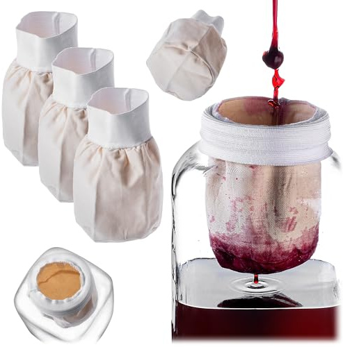 KADAX 3 x Filterbeutel 1L, Siebbeutel zum Filtern von Saft, Likör, Wein & Nussmilch, Pressbeutel, Nussmilchbeutel, Passiertuch mit Gummiband, Presstuch, Filtertuch