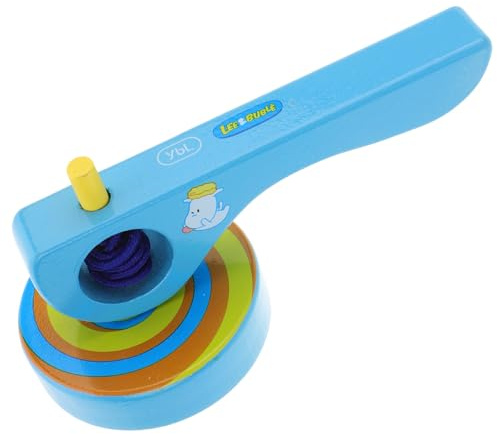 HEMOTON Lot de 3 Toupies en Bois avec Ficelle, Éducatif Préscolaire pour Garçon et Filles, Poignée Colorée en Bois, Développement Coordination Motrice, Traditionnel et Couleur Aléatoire