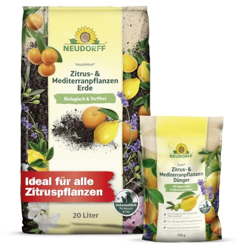Neudorff Zitrus-Set – Bio Zitrusdünger und torffreie Zitruserde für kräftiges Wachstum und reiche Ernte aromatischer Zitronen, Orangen und Oliven