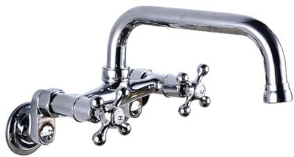 XJTNLB Griferia Baño Vintage Cromado Grifo Lavabo Pared Mezclador con Dos Mandos, Grifo de Baño de 18 Centimetros