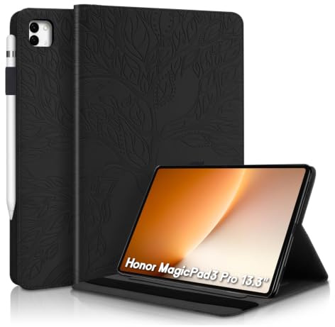 Succtopy Custodia per Honor MagicPad3 Pro 13.3 Pollici 2026 Cover in Pelle PU con Porta Penna Case Protettiva con Funzione di Supporto per Honor MagicPad3 Pro 13.3 2026 Nero