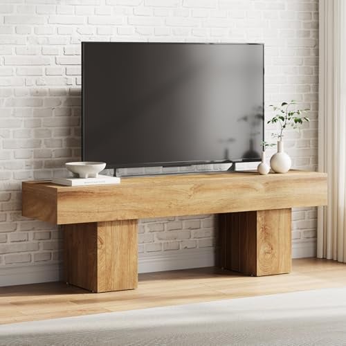 Tribesigns 55 Inch TV Stand, Rustic Media TV Cabinet Entertainment Center, Wood Low Console for Living Room, Bedroom, Lounge, Rustic Brown