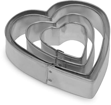 Zenker 43008 Terrassenausstecher Set Herzen 4-teilig aus Weißblech, Silber, 20 x 10 x 5 cm