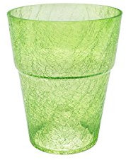 Polnix Blumentopf rund Orchideentopf Orchidee D 130 mm H 165 mm Glas Übertopf Kristall Glasscherben grün