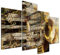 Bilderdepot24 Bild auf Leinwand | Trompete und Piano abstrakt in 120x80 cm 4 tlg. als Wandbild XXL | Wand-deko Dekoration Wohnung modern Bilder | 170561