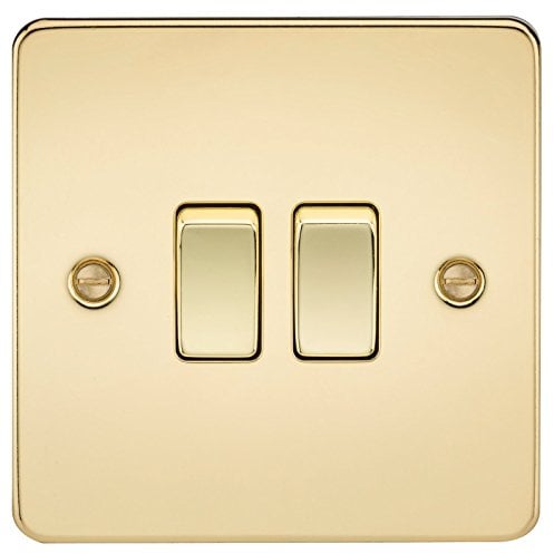 Knightsbridge FP3000PB FPAV3000PB Flat Plate 10A 2G 2 Way Switch-Polished Brass