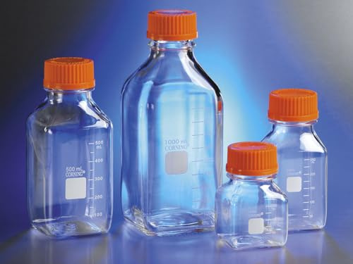 Pyrex 1396-500 1396 Media Bottle, Square, 500 mL, Glass (Pack of 10)