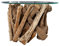 invicta INTERIOR Design Couchtisch Nature Lounge Teakholz mit runder Glasplatte Beistelltisch Tisch Holztisch Glasplatte