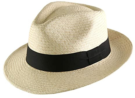 Classic Italy Authentique Chapeau Panama, tressage Traditionnel en Équateur Homme ou Femme Panama Cubano - Taille 56 cm - Naturel