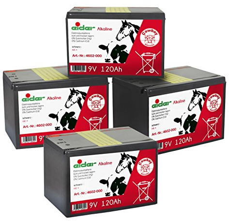 Eider Lot économique 4 Piles alcalines 9 V 120 Ah pour clôture clôture de clôture – Longue durée de Vie et Prix abordable – pour 9 V de clôture